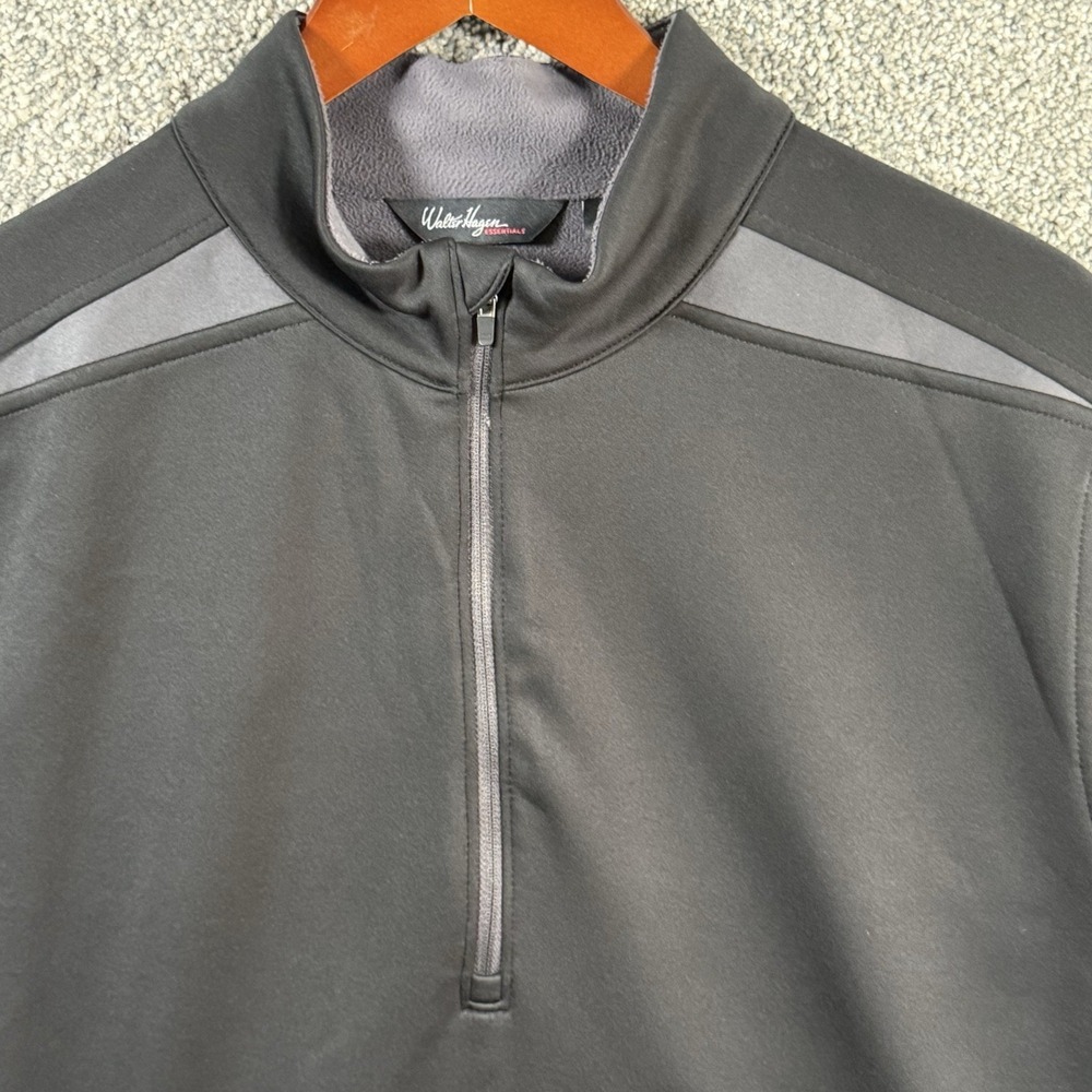 Walter Hagen Essentials Mens Large Black 1/4 Zip Pullover Fleece Golf Jacket - Picture 6 of 11